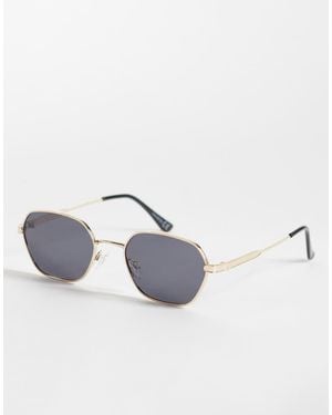 ASOS Metal Square Sunglasses With Polarised Lens - White