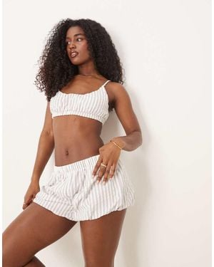 ASOS Woven Bralette And Bloomer Short Pyjama Set - Grey