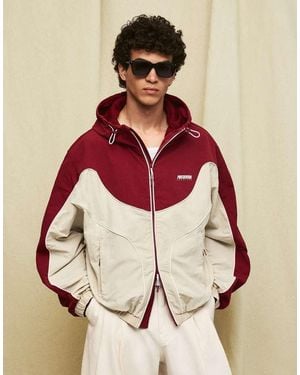 Bershka Hooded Windbreaker Jacket - Red