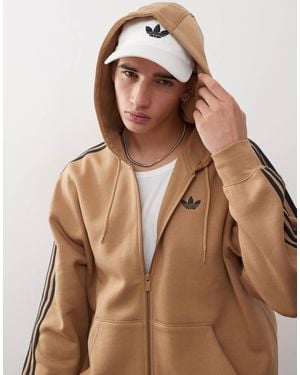 adidas Originals Adidas adicolor - sweat à capuche oversize zippé - carton/noir - Marron