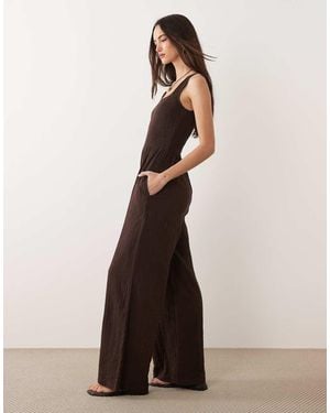 Brave Soul Scoop Neck Jumpsuit - Brown