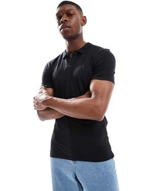 New Look Muscle Fit Plain Polo - Black