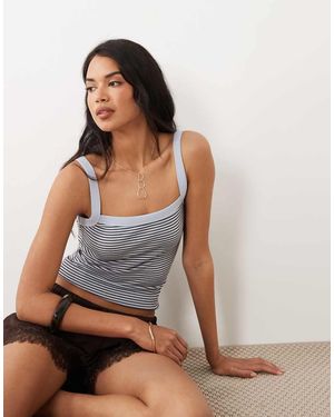 Gina Tricot Geribbeld Gestreept Hemdje - Bruin