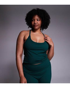 4505 Curve Icon Soft Touch Yoga Cami With Inner Bra And Adjustable Straps - Green