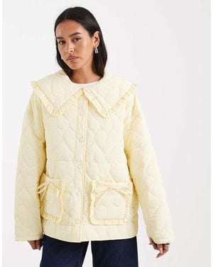 Miss Selfridge Quilted Liner Jacket With Collar - Natural