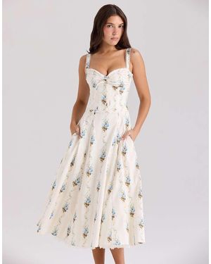 House Of Cb Rosalee Cotton Corset Midi Dress - White