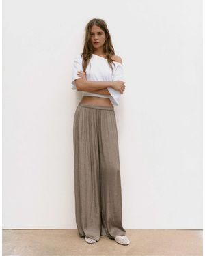 Pull&Bear Satin-hose mit weitem bein - Natur