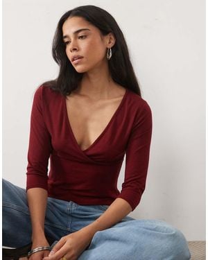 Miss Selfridge Wrap Top - Red