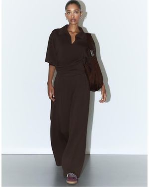 Stradivarius Soft-touch Smart Trousers - Brown