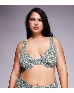 ASOS Asos Design Curve Jacqueline Jacquard Marina Del Rey Underwired Bikini Top - Green