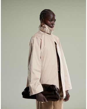 & Other Stories Short Trench Jacket With Strap Funnel Neck Detail - Natural