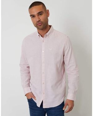 Threadbare Camisa Pálido De Manga Larga De Mezcla De Lino De - Morado