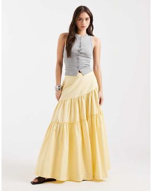 ASOS Asymmetric Tiered Boho Maxi Skirt - Metallic