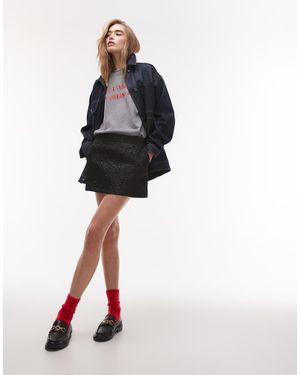 TOPSHOP Textured Jacquard Mini Skirt - Black
