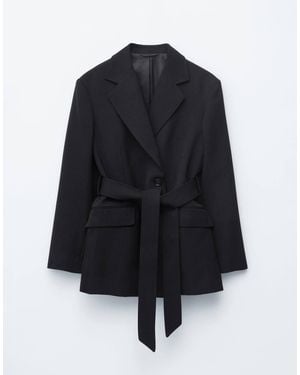 & Other Stories Wool Rich Belted Blazer - Blue