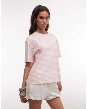 Monki Polo A Rayas De Corte Cuadrado - Rosa