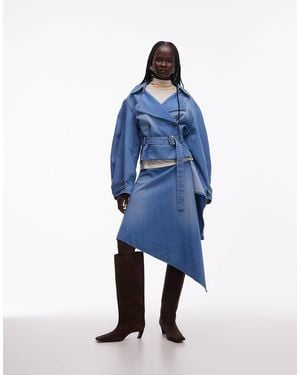 ASOS Asymmetrical Hem Soft Denim Skirt - Blue