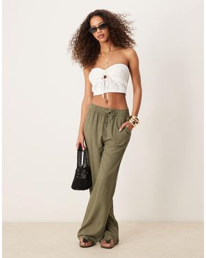Jdy Wide Leg Linen Blend Trousers - Natural