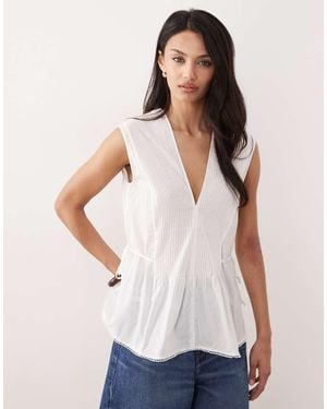 ARKET Cinched Peplum Sleeveless Top - White