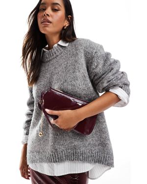 ASOS Asymmetric Shoulder Bag With Buckle And Removable Ball Charm - Grey