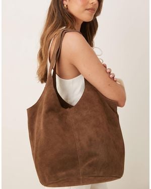 ASOS Suede Slouch Tote Bag - Brown