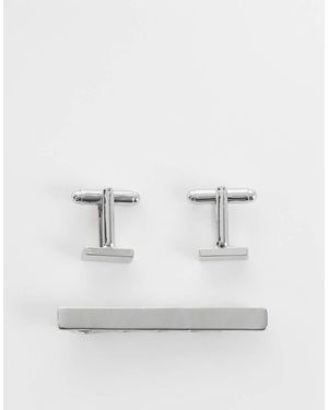 ASOS Tie Bar And Cufflink Set - Grey