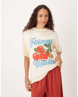 ASOS Oversized T-shirt With Farmer Tomato Graphic - White