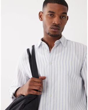 SELECTED Linen Blend Long Sleeve Shirt - White