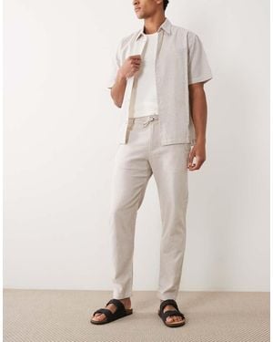 SELECTED Linen Blend Drawstring Trousers - Natural