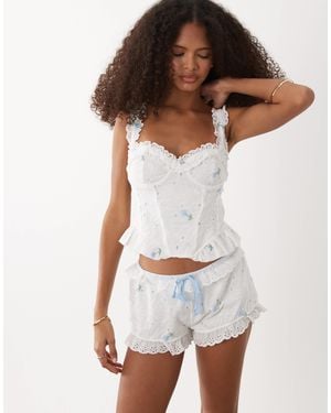 Wild Lovers Paulette Floral Embroidered Corset Top - White