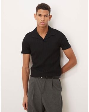 ASOS Heavyweight Muscle Fit Revere Polo - Black