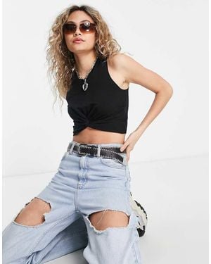 Noisy May Twist Front Crop Top - Black