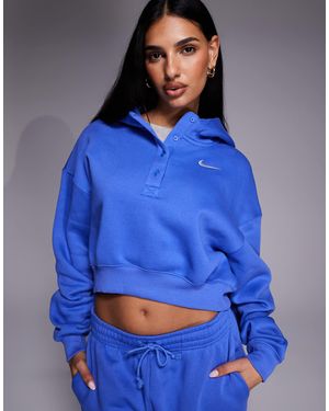 Nike – phoenix fleece – bauchfreier oversized-kapuzenpullover - Blau