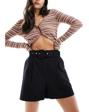 ASOS Pantaloncini Sartoriali Con Cintura Neri - Bianco
