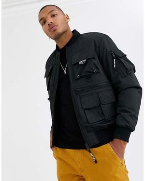 Bershka Utility Bomber Jacket - Black