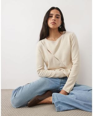 Mango Teen Asymmetric Button Detail Cardigan - Natural