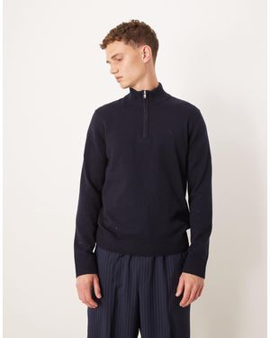Abercrombie & Fitch Long Sleeve Chest Logo Quarter Zip Jumper - Blue