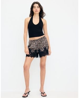 Stradivarius Satin Lace Shorts - Black