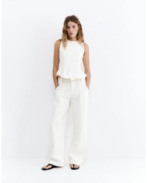 Pull&Bear Jeans Ampi A Palloncino Bianchi Con Pieghe - Bianco