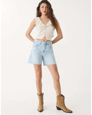 Stradivarius D93 Longline Denim Shorts - Blue