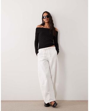 Cotton On Cinched Cable Knit Off Shoulder Knit Jumper - White
