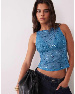 Motel Dudley Sequin Vest - Blue