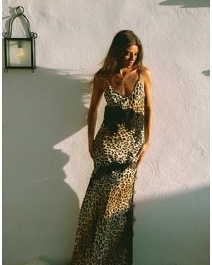 Wild Lovers Honeycomb Maxi Beach Dress With Lace Detail - Green
