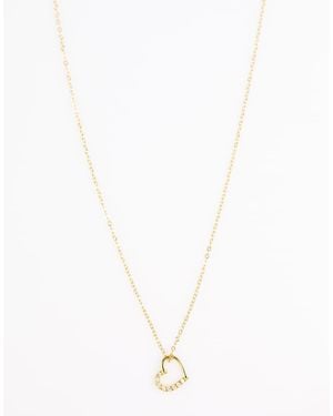 Lovisa Plated Sterling Open Cubic Zirconia Heart Pendant Necklace - White