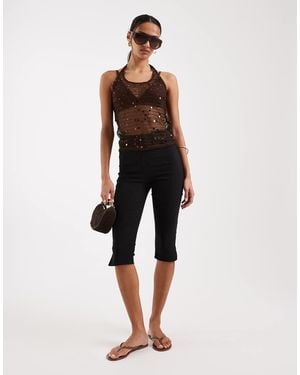 JJXX Crochet Halter Top With Sequins - Natural