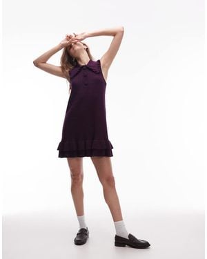 & Other Stories Knitted Mini Dress With Collar - Purple