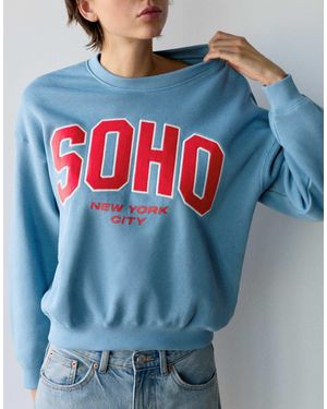 Pull&Bear Sweatshirt mit grafik und rundhalsausschnitt - Blau