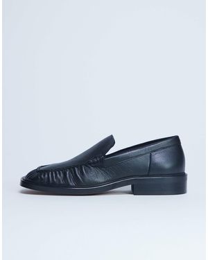TOPSHOP Premium Clover Real Leather Loafers With Ruched Detail - Blue