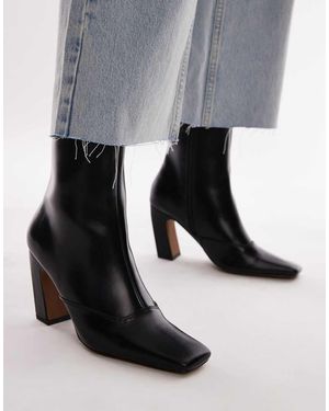 TOPSHOP Nyla Ankle Boots With Angled Block Heel - Grey
