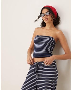 ASOS Gestreepte Bandeau-Top Met Lange Pasvorm - Blauw